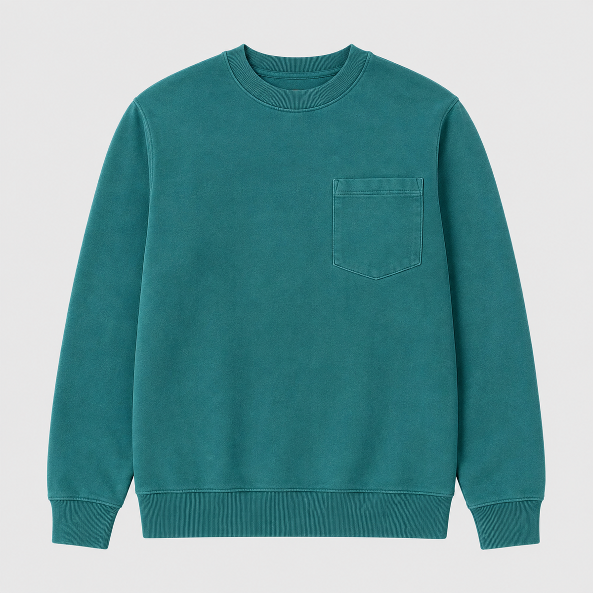 Vintage Washed Unisex Pocket Crewneck Sweatshirt